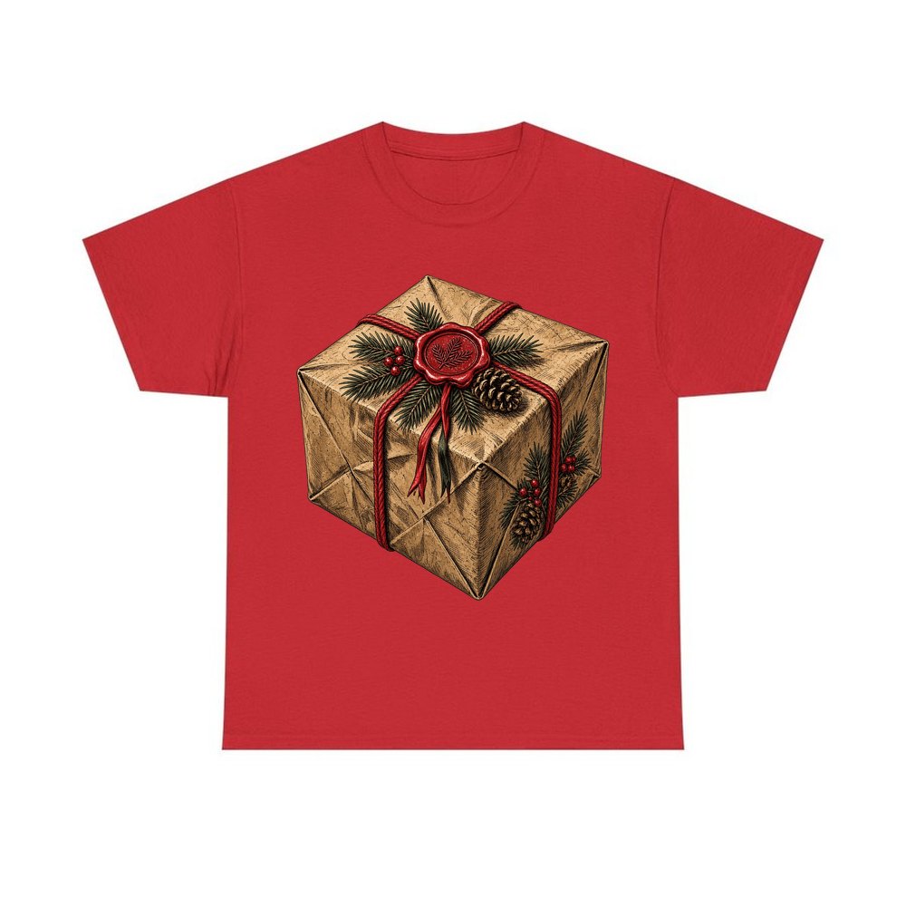 Kraft Paper Gift Wax Seal personalised Christmas T-shirt in red
