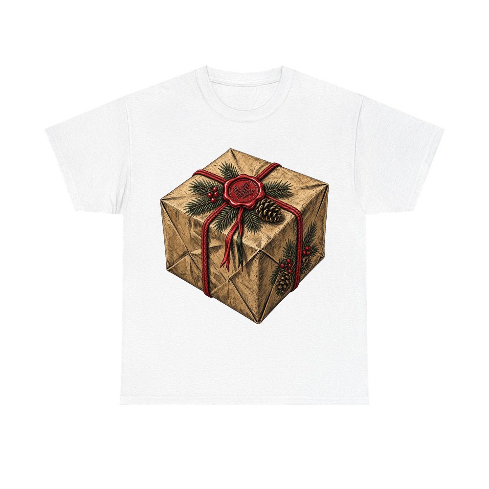 Kraft Paper Gift Wax Seal personalised Christmas T-shirt in white