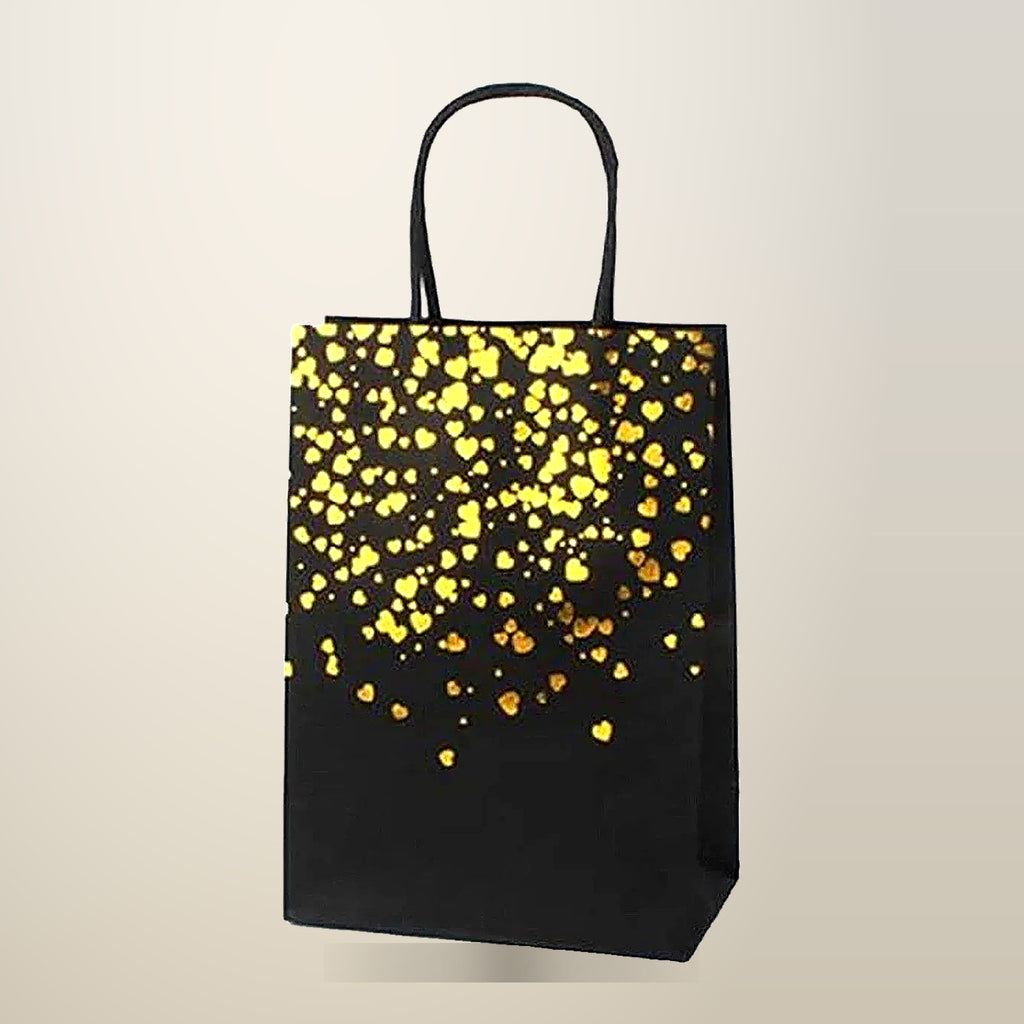 Kraft Paper Heart Gift Bags with Gold Foil, 30 Pack, 16 x 8 x 22 cm, on a plain cream background