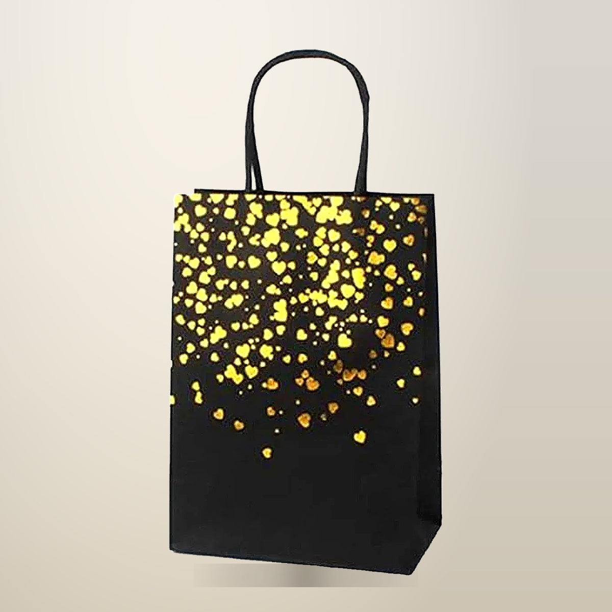 Kraft Paper Heart Gift Bags with Gold Foil, 30 Pack, 16 x 8 x 22 cm, on a plain cream background