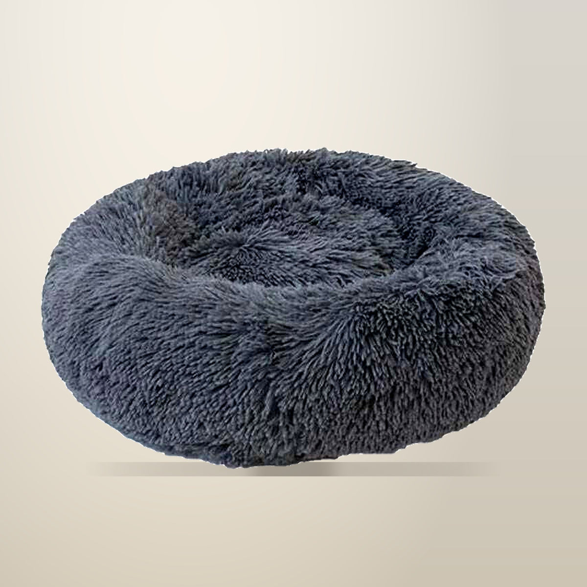 70 cm Round Plush Pet Bed, Zip Cover, on a plain cream background