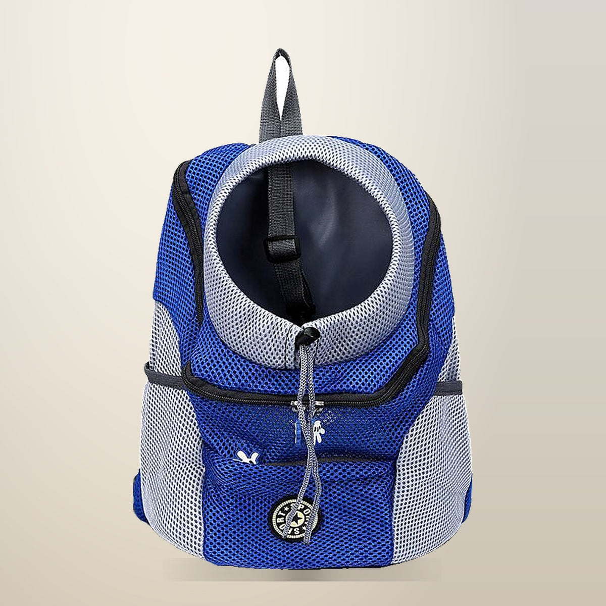 L Size Mesh Pet Carrier Backpack, 3 to 6 kg, on a plain cream background