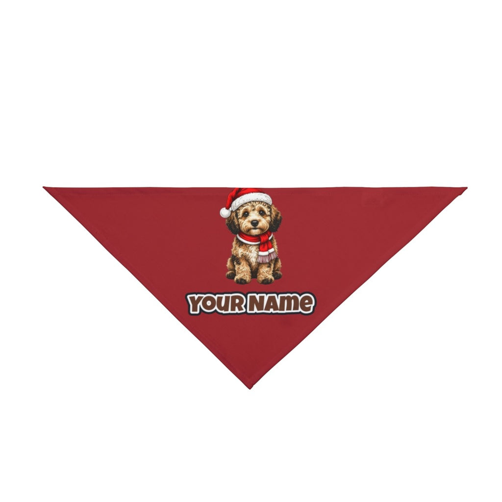 Labradoodle personalised Christmas pet bandana in red, tie-on style