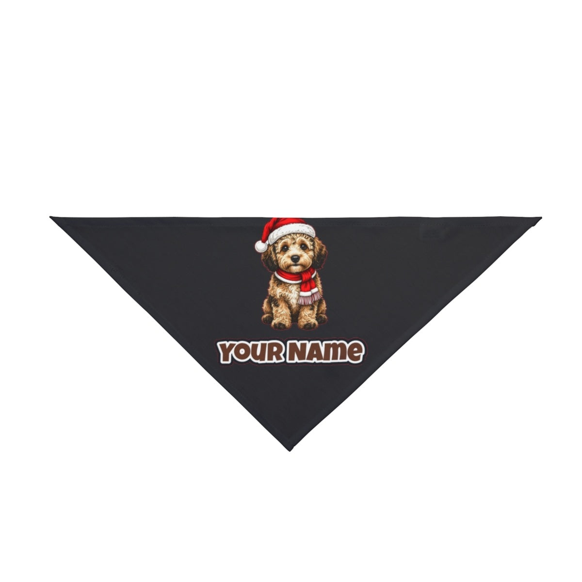 Labradoodle personalised Christmas pet bandana in black, tie-on style