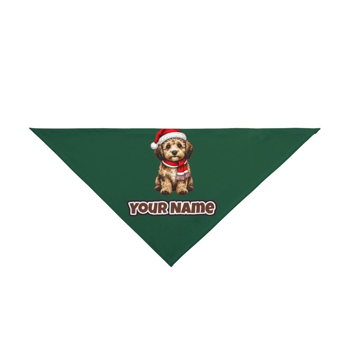 Labradoodle personalised Christmas pet bandana in green, tie-on style