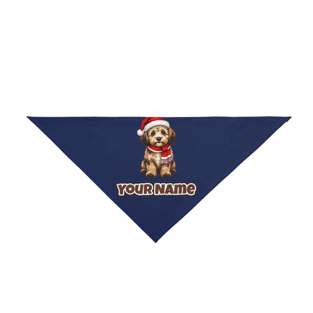 Labradoodle personalised Christmas pet bandana in navy, tie-on style