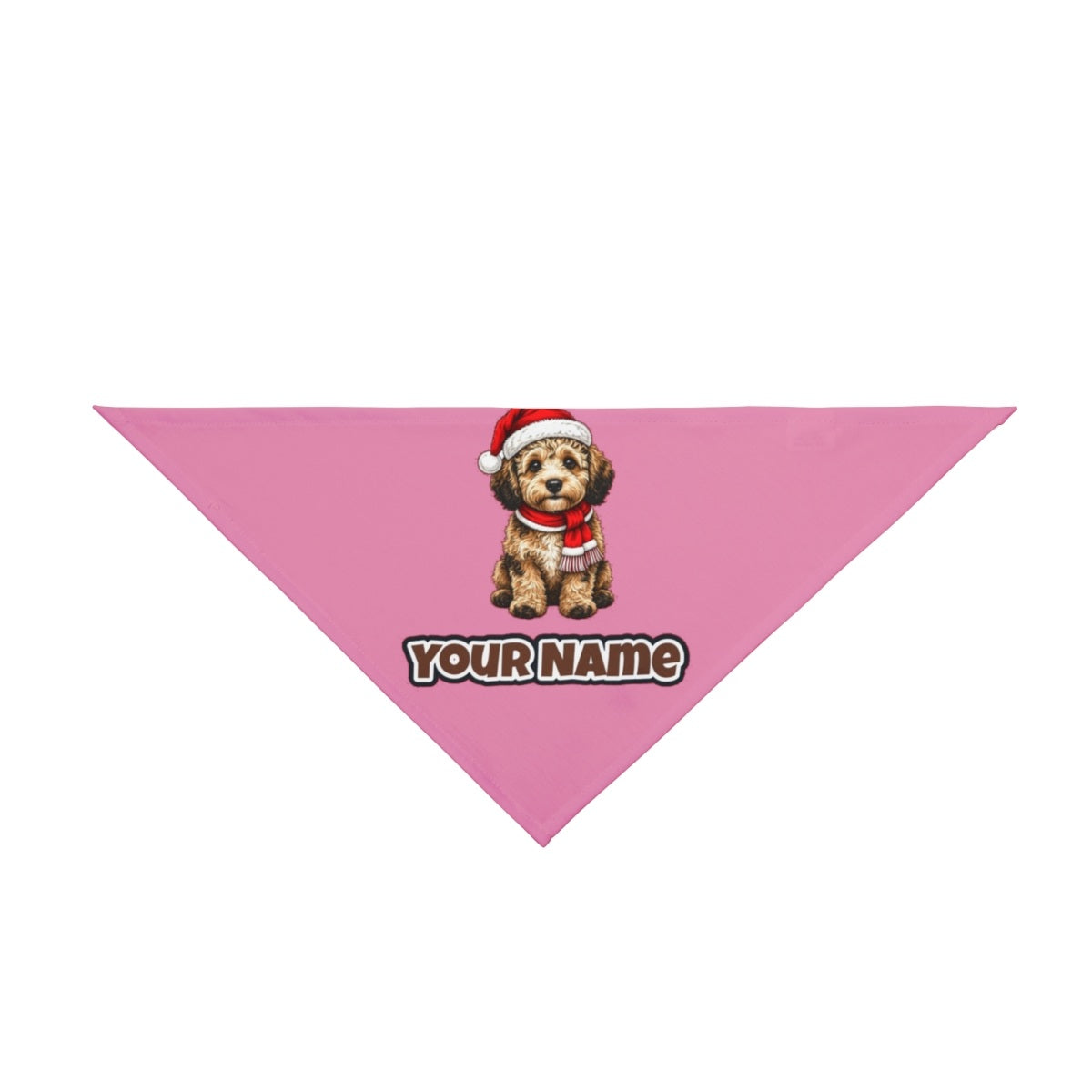 Labradoodle personalised Christmas pet bandana in pink, tie-on style