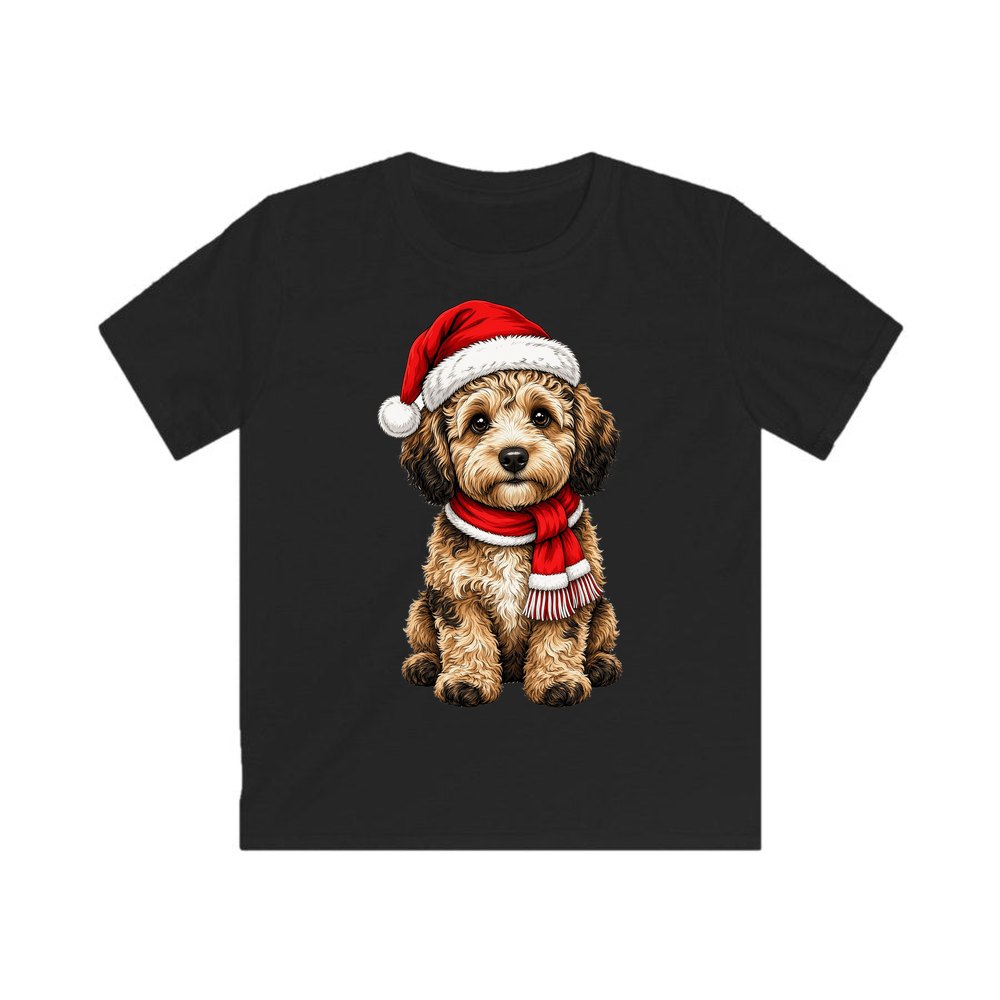 Labradoodle personalised kids Christmas tee in black