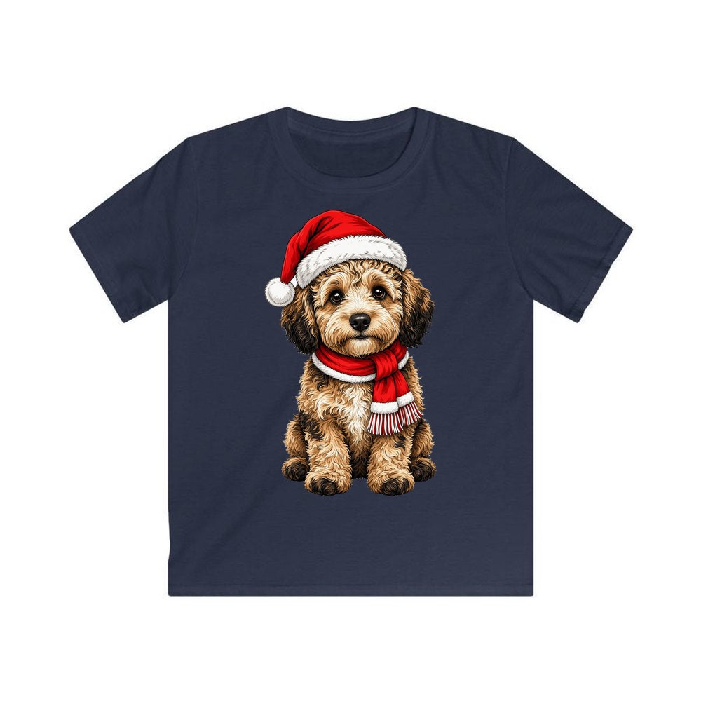 Labradoodle personalised kids Christmas tee in navy