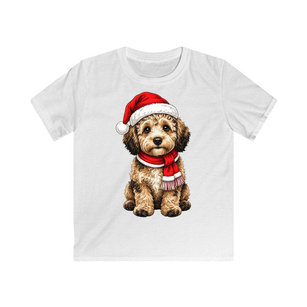 Labradoodle personalised kids Christmas tee in white