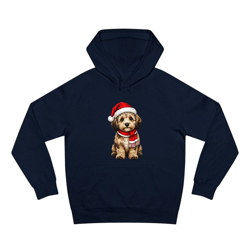 Labradoodle personalised Christmas hoodie in navy