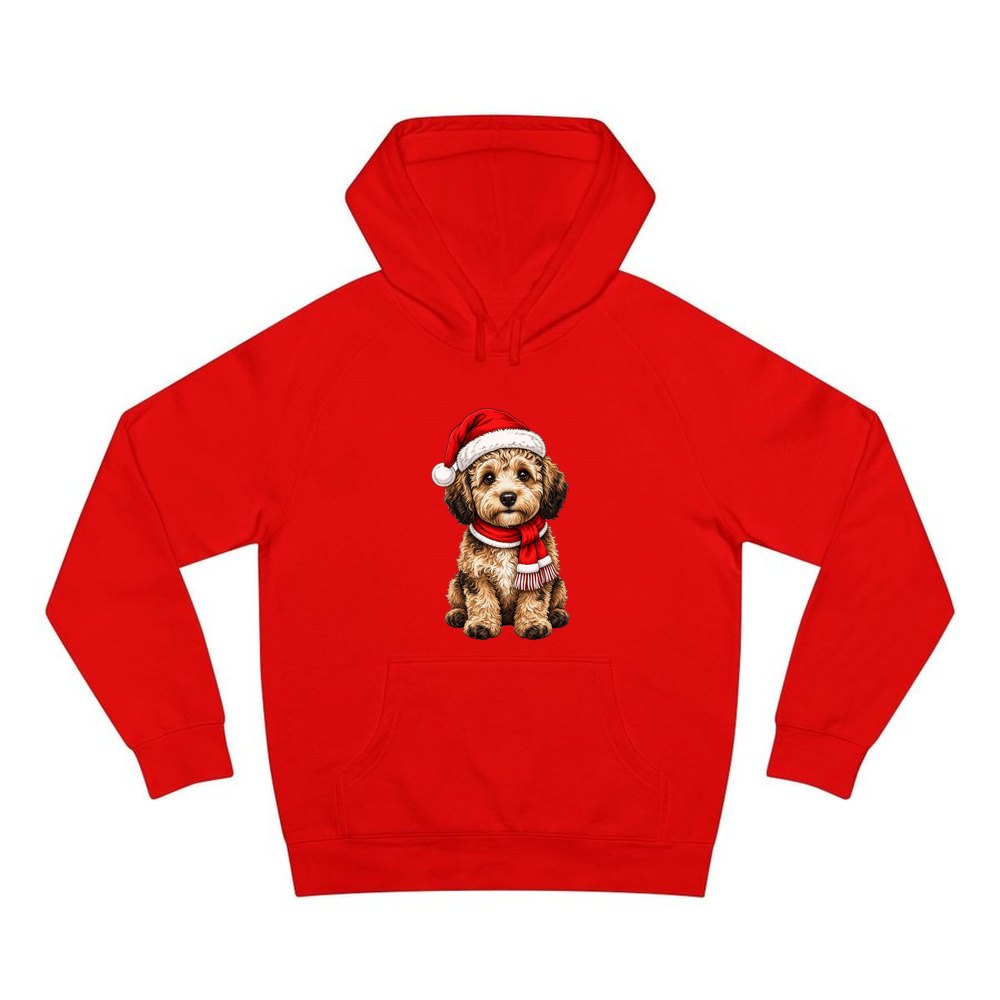 Labradoodle personalised Christmas hoodie in red