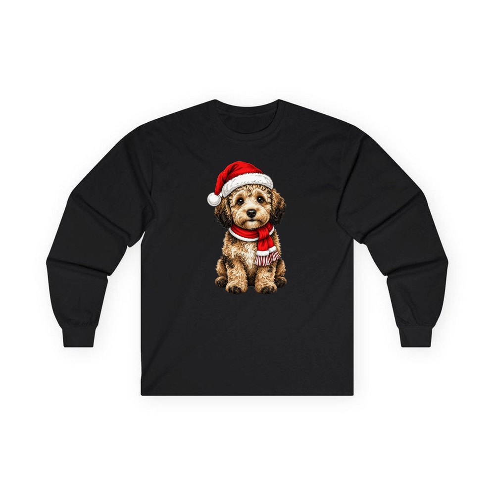 Labradoodle personalised long sleeve Christmas T-shirt in black