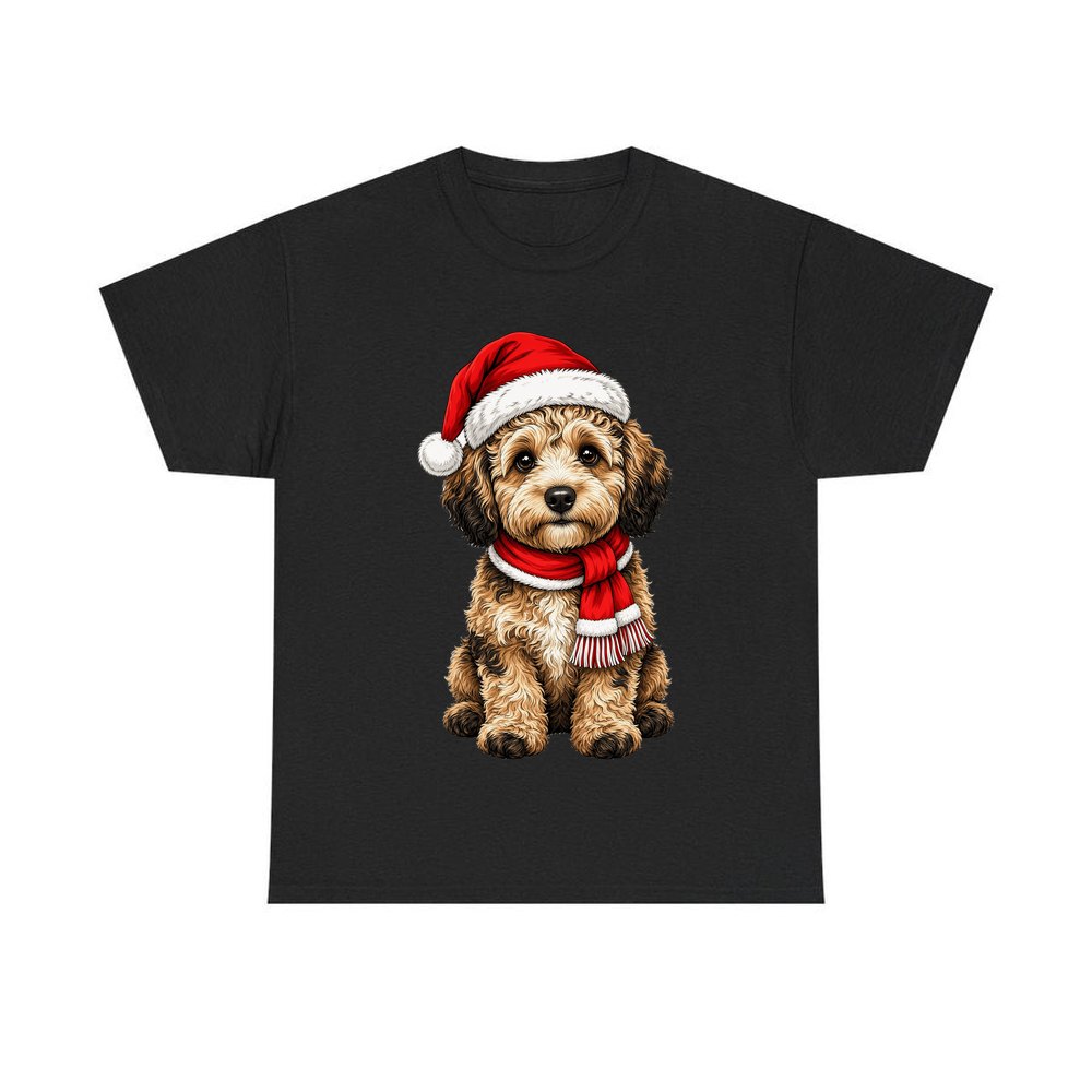 Labradoodle personalised Christmas T-shirt in black