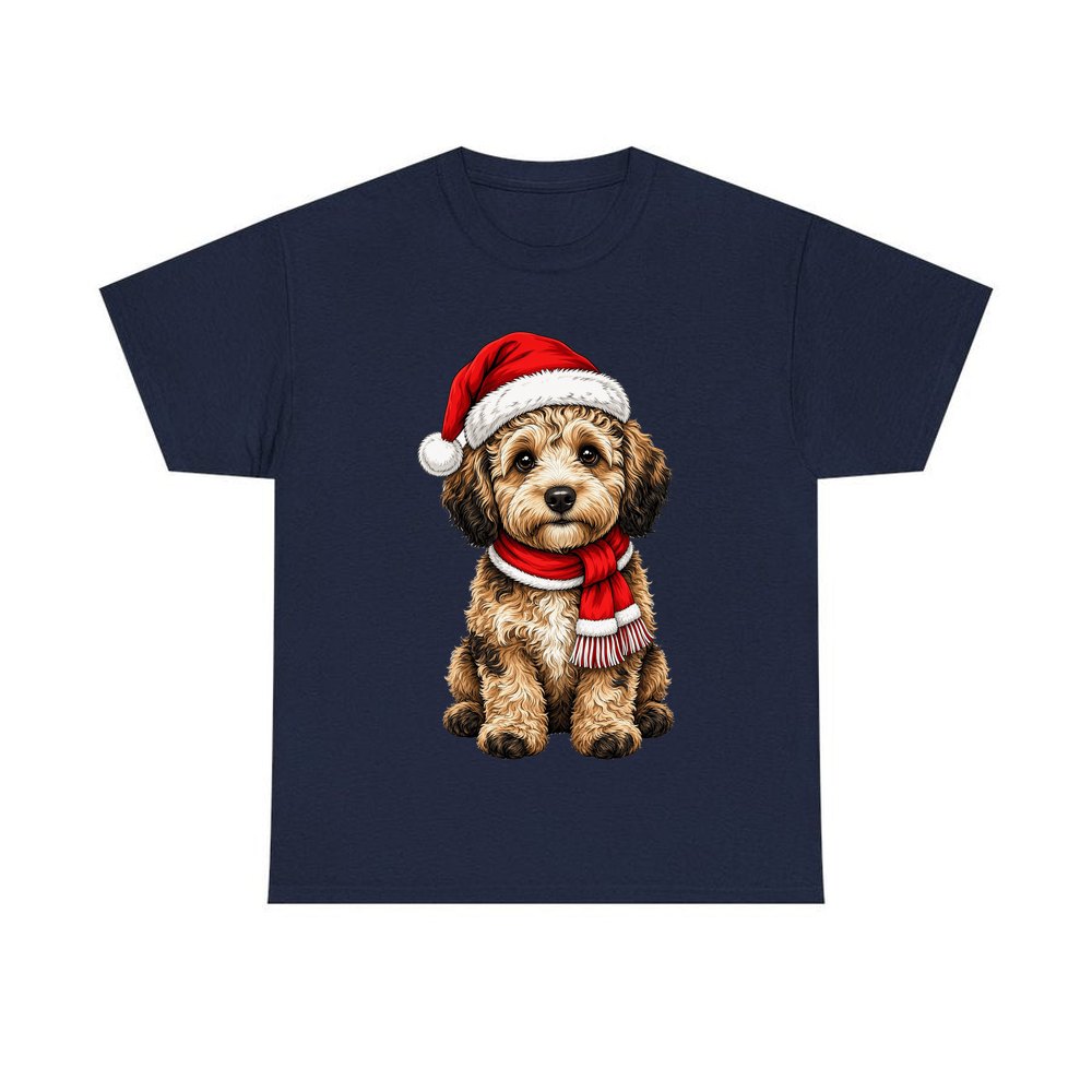 Labradoodle personalised Christmas T-shirt in navy
