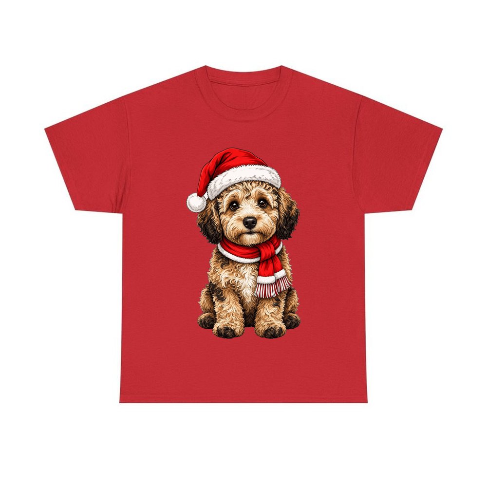 Labradoodle personalised Christmas T-shirt in red