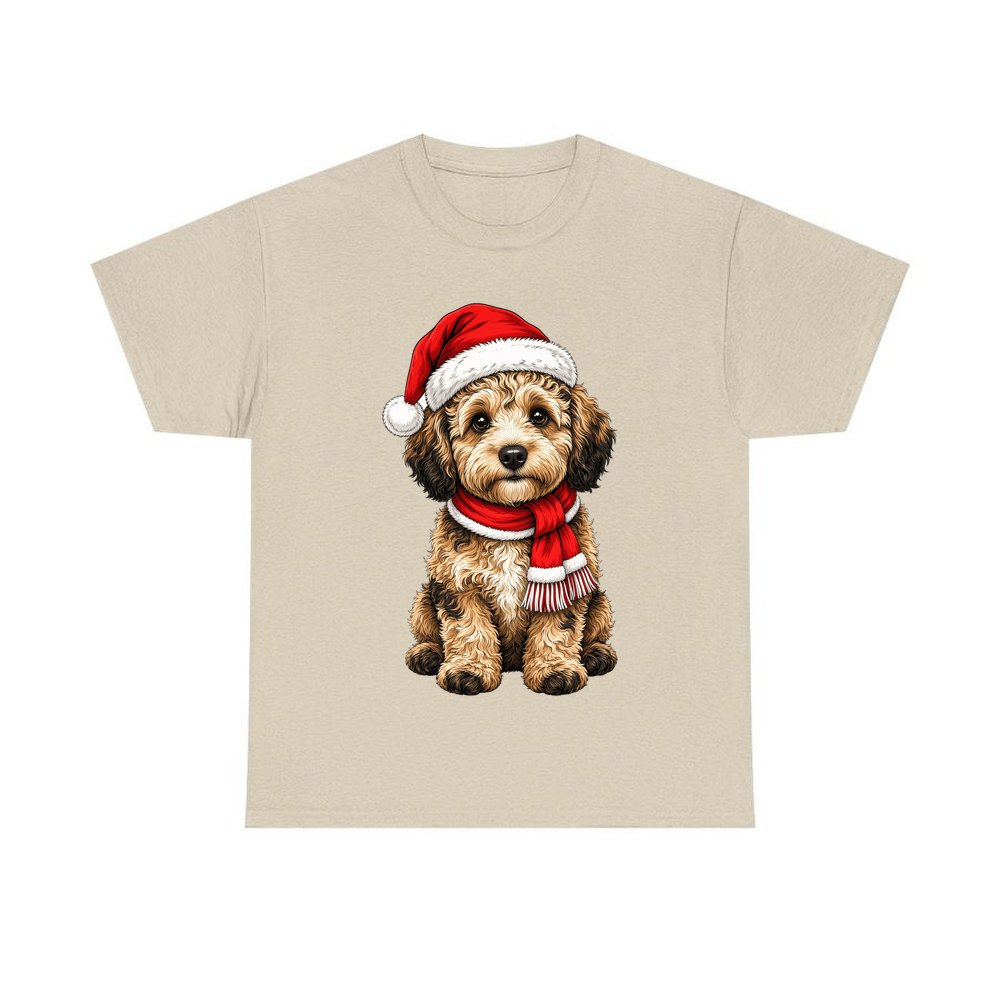 Labradoodle personalised Christmas T-shirt in sand