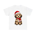 Labradoodle Christmas design on a white tee