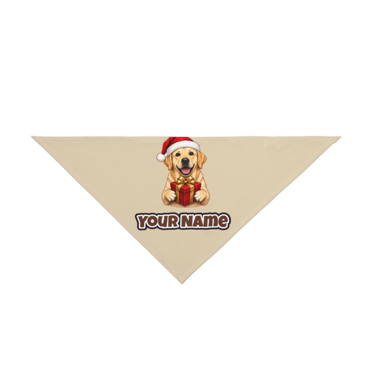 Labrador personalised Christmas pet bandana in beige, tie-on style