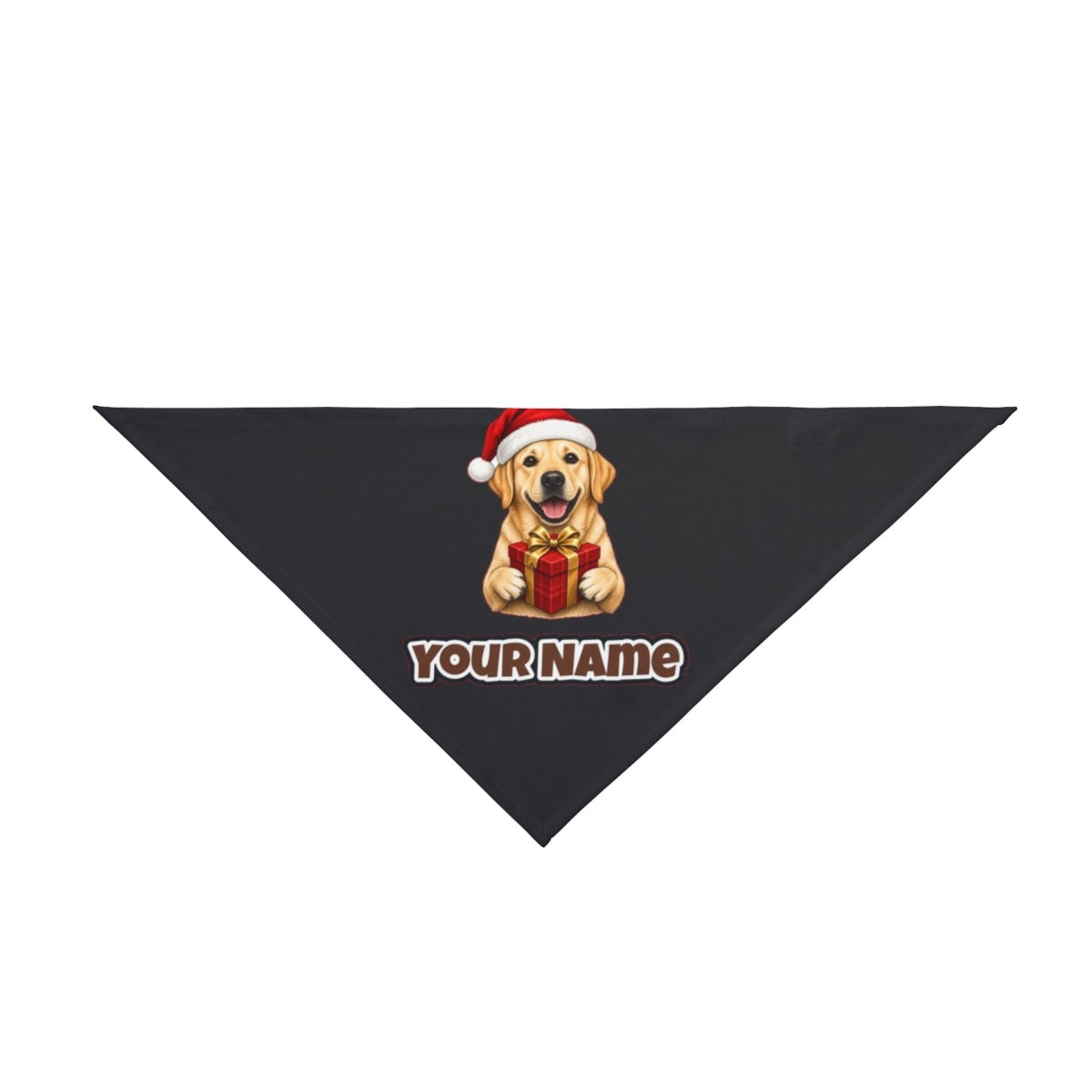 Labrador personalised Christmas pet bandana in black, tie-on style