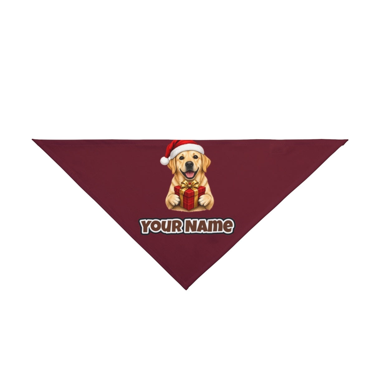 Labrador personalised Christmas pet bandana in maroon, tie-on style