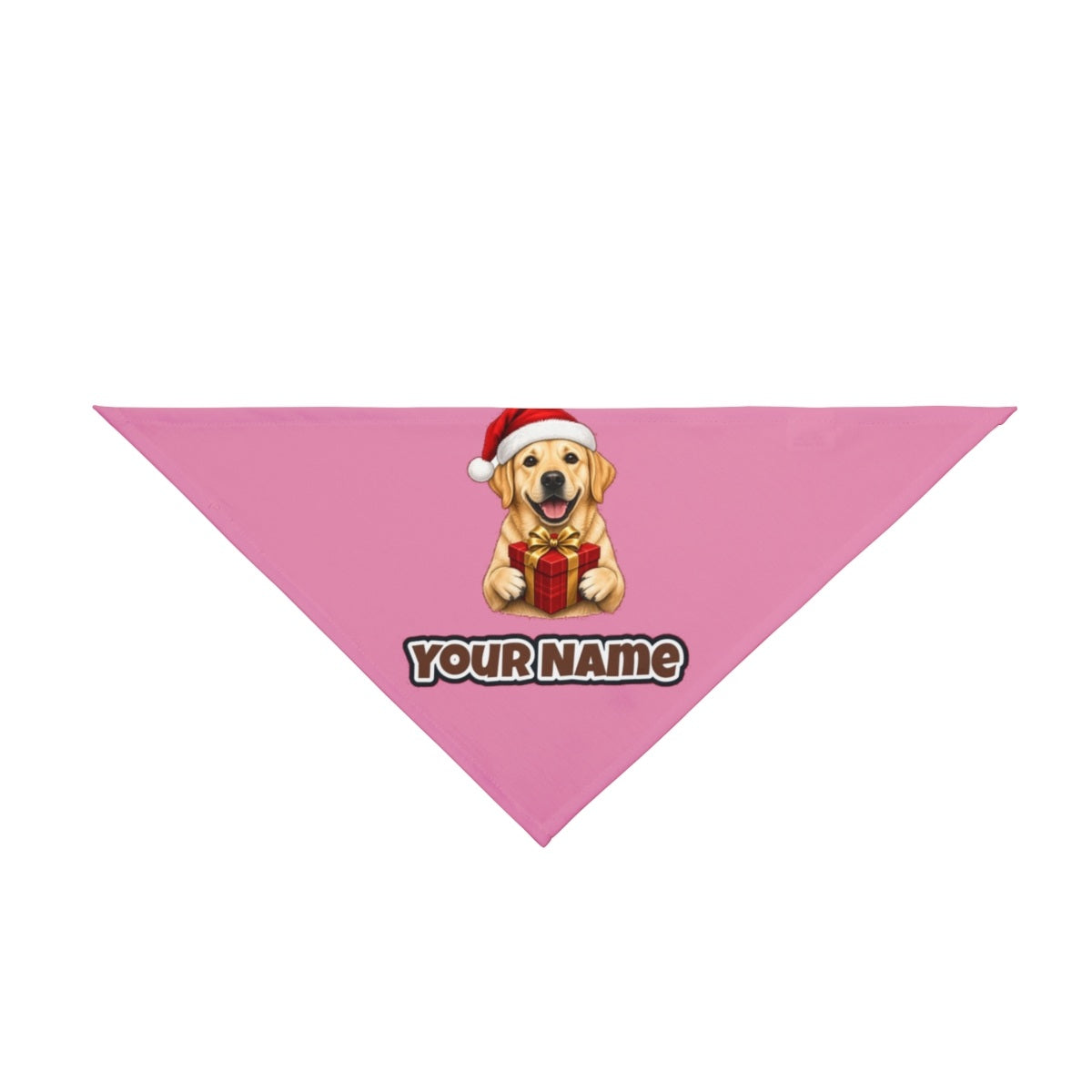 Labrador personalised Christmas pet bandana in pink, tie-on style