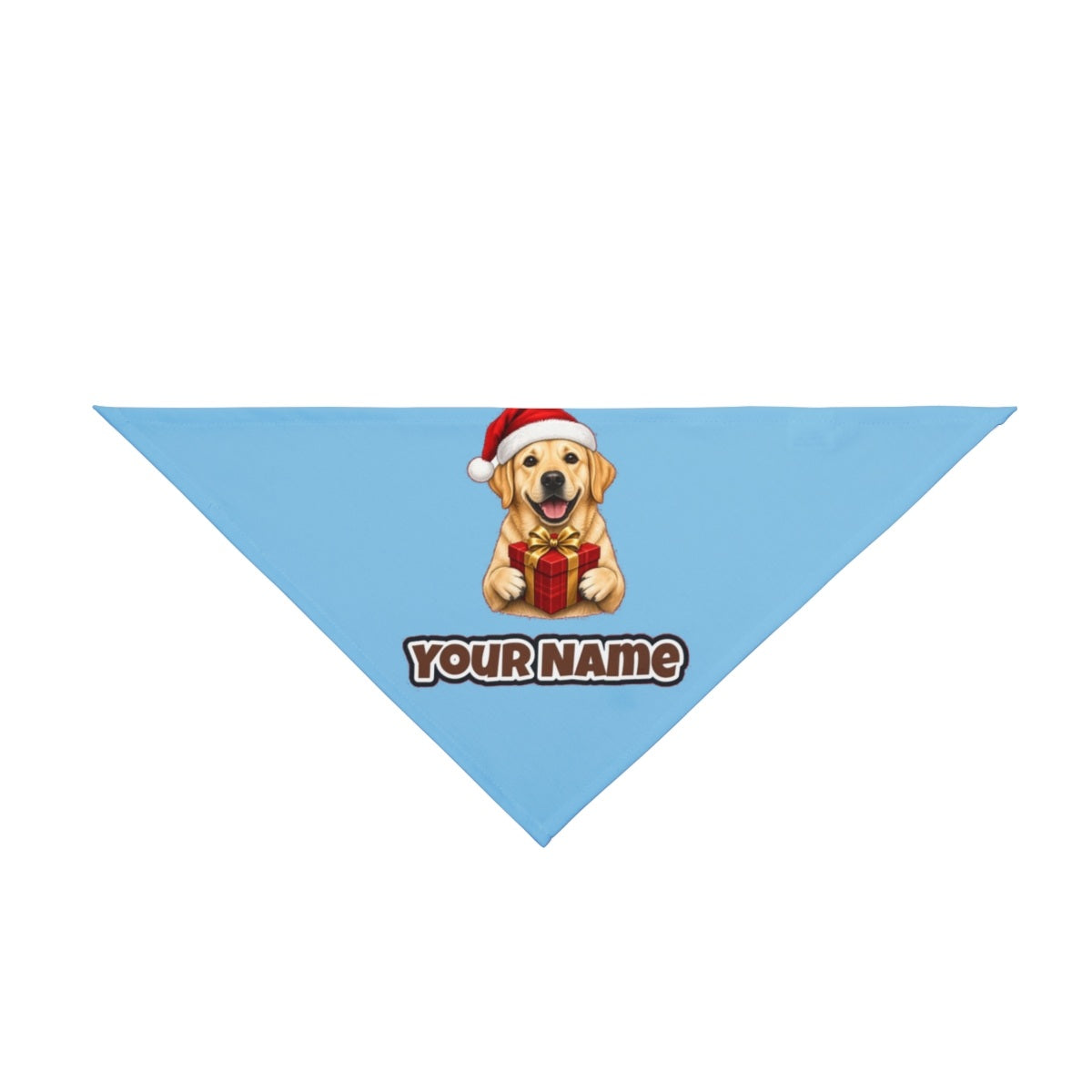 Labrador personalised Christmas pet bandana in sky blue, tie-on style