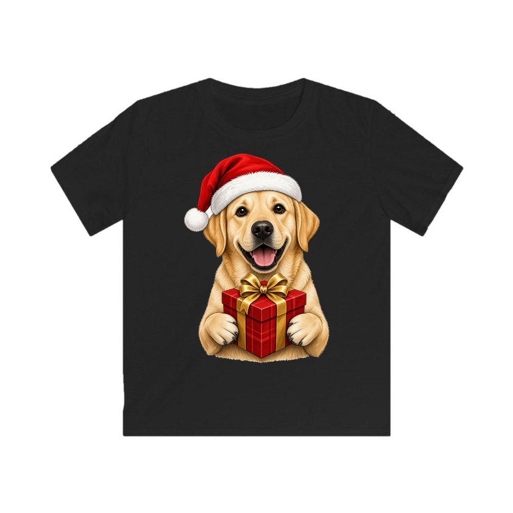 Labrador personalised kids Christmas tee in black