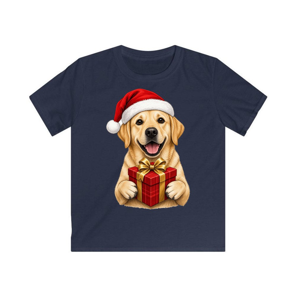 Labrador personalised kids Christmas tee in navy