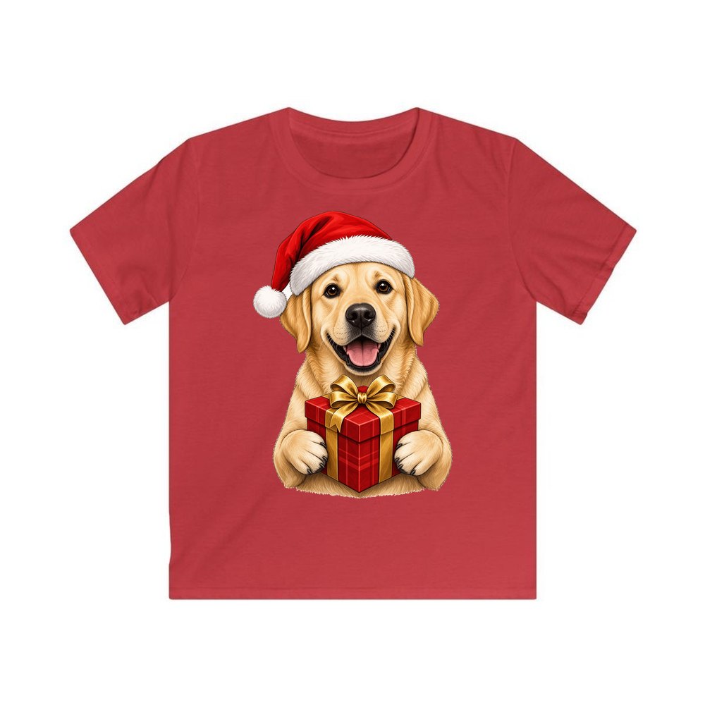 Labrador personalised kids Christmas tee in red