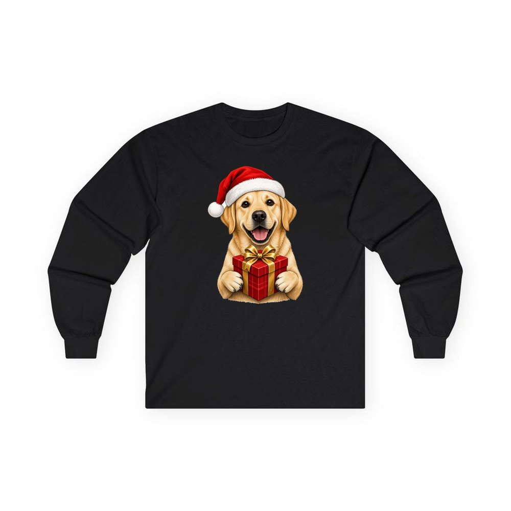 Labrador personalised long sleeve Christmas T-shirt in black