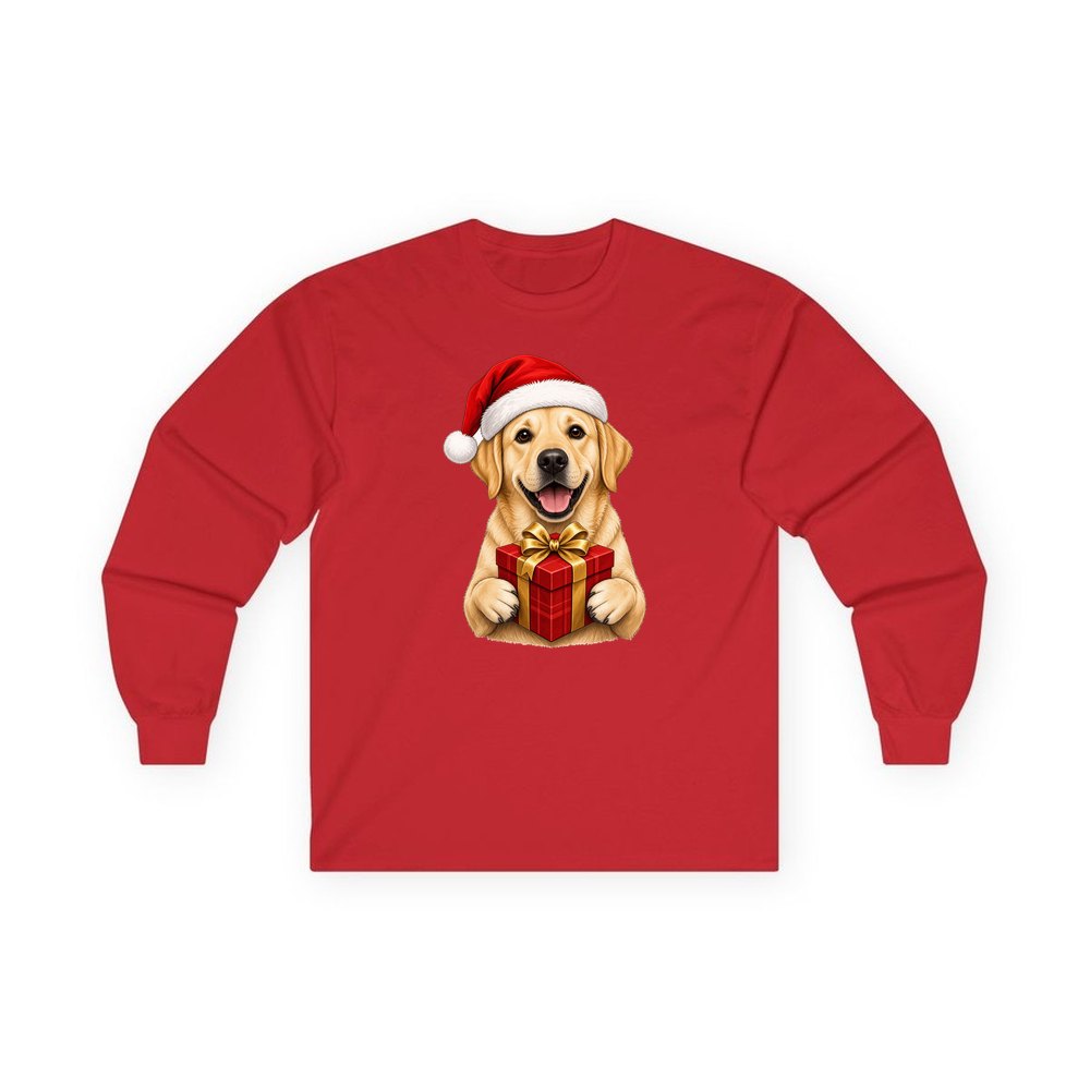 Labrador personalised long sleeve Christmas T-shirt in red