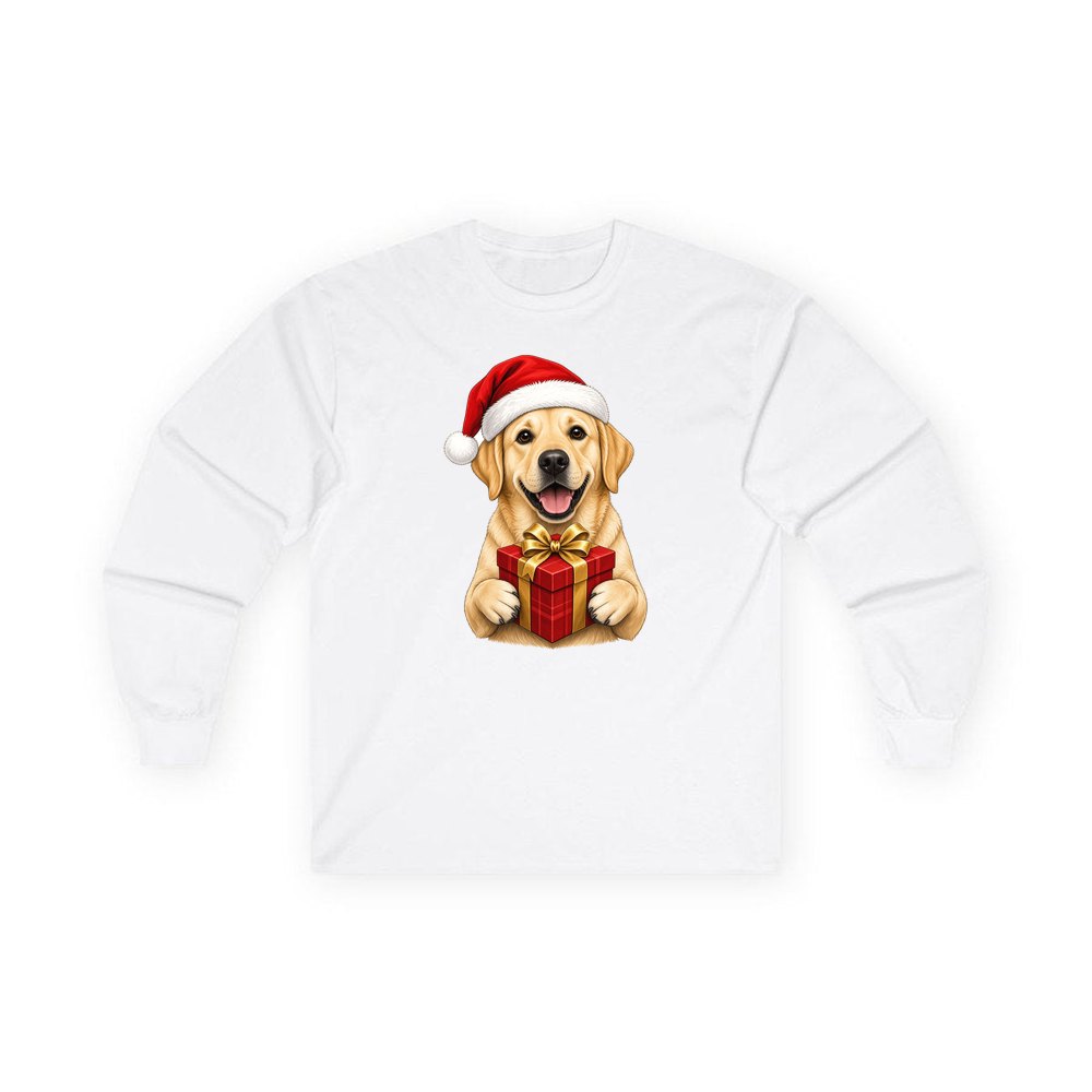 Labrador personalised long sleeve Christmas T-shirt in white