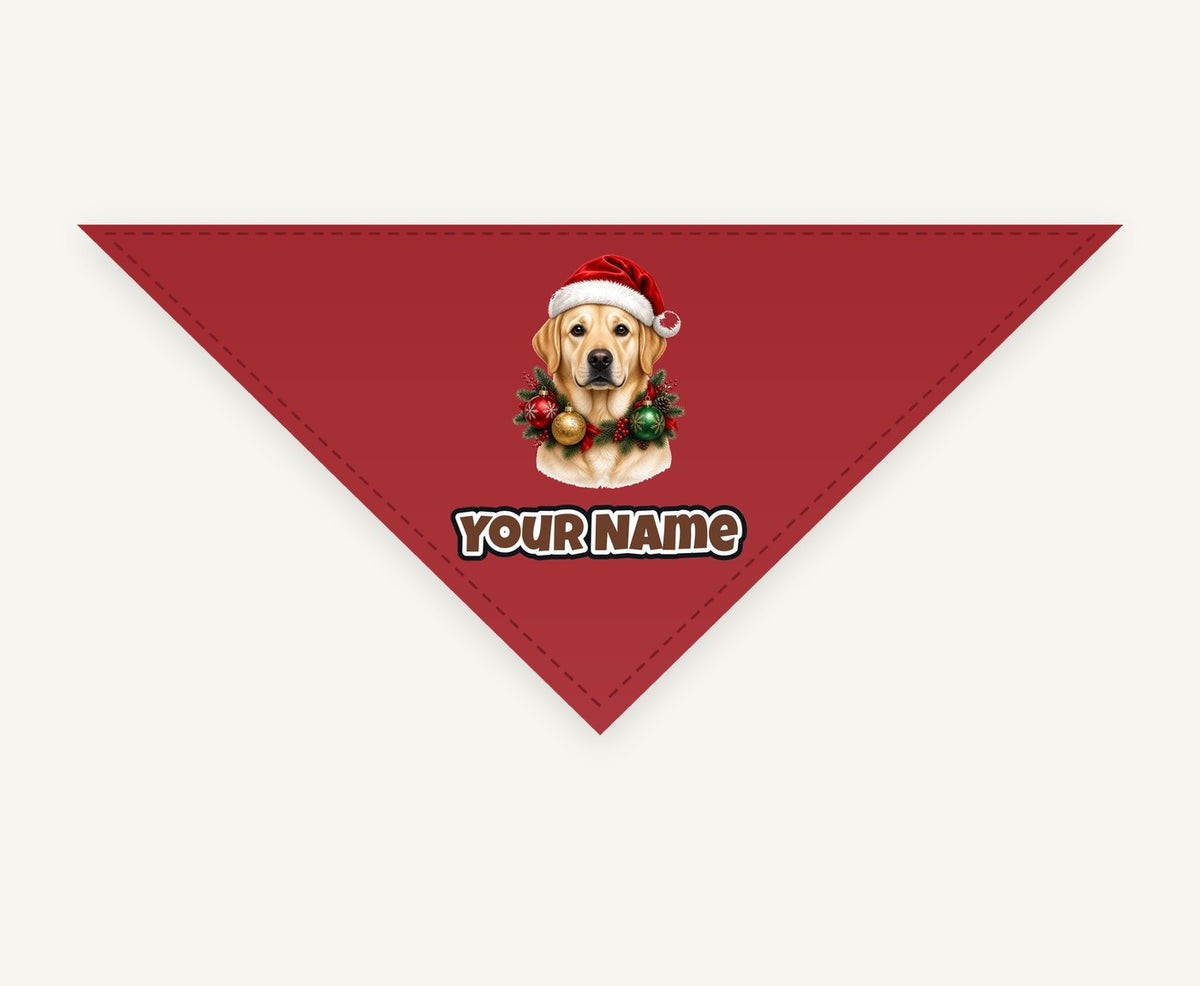 Labrador in a Christmas Wreath Personalised Christmas Pet Bandana, Cat or Dog