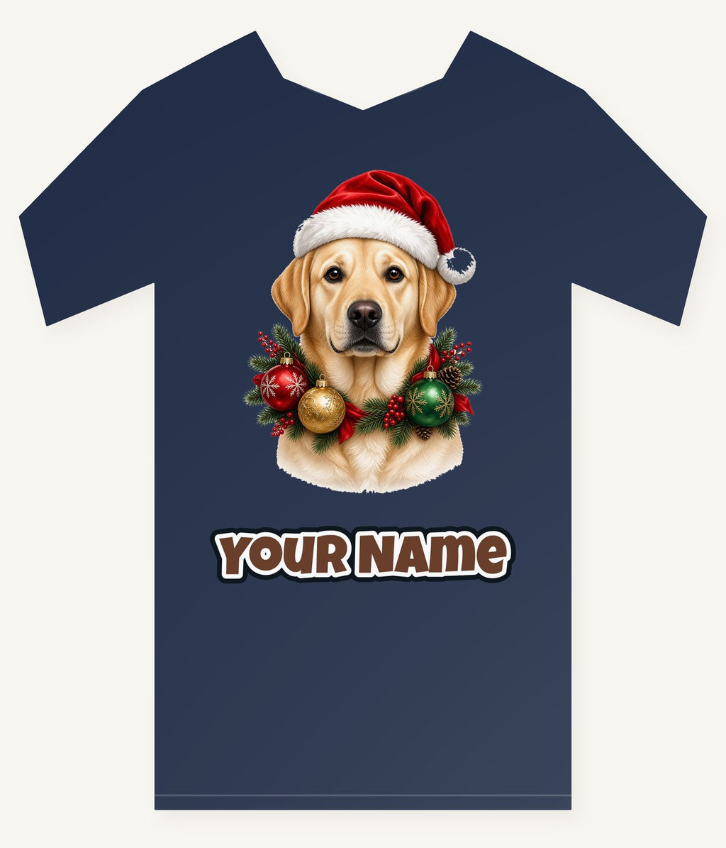 Labrador in a Christmas Wreath Personalised Kids Tee and Baby Bodysuit