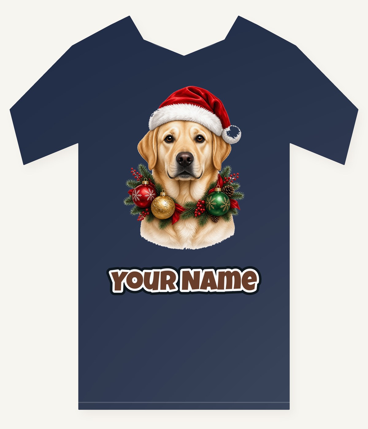 Labrador in a Christmas Wreath Personalised Kids Tee and Baby Bodysuit