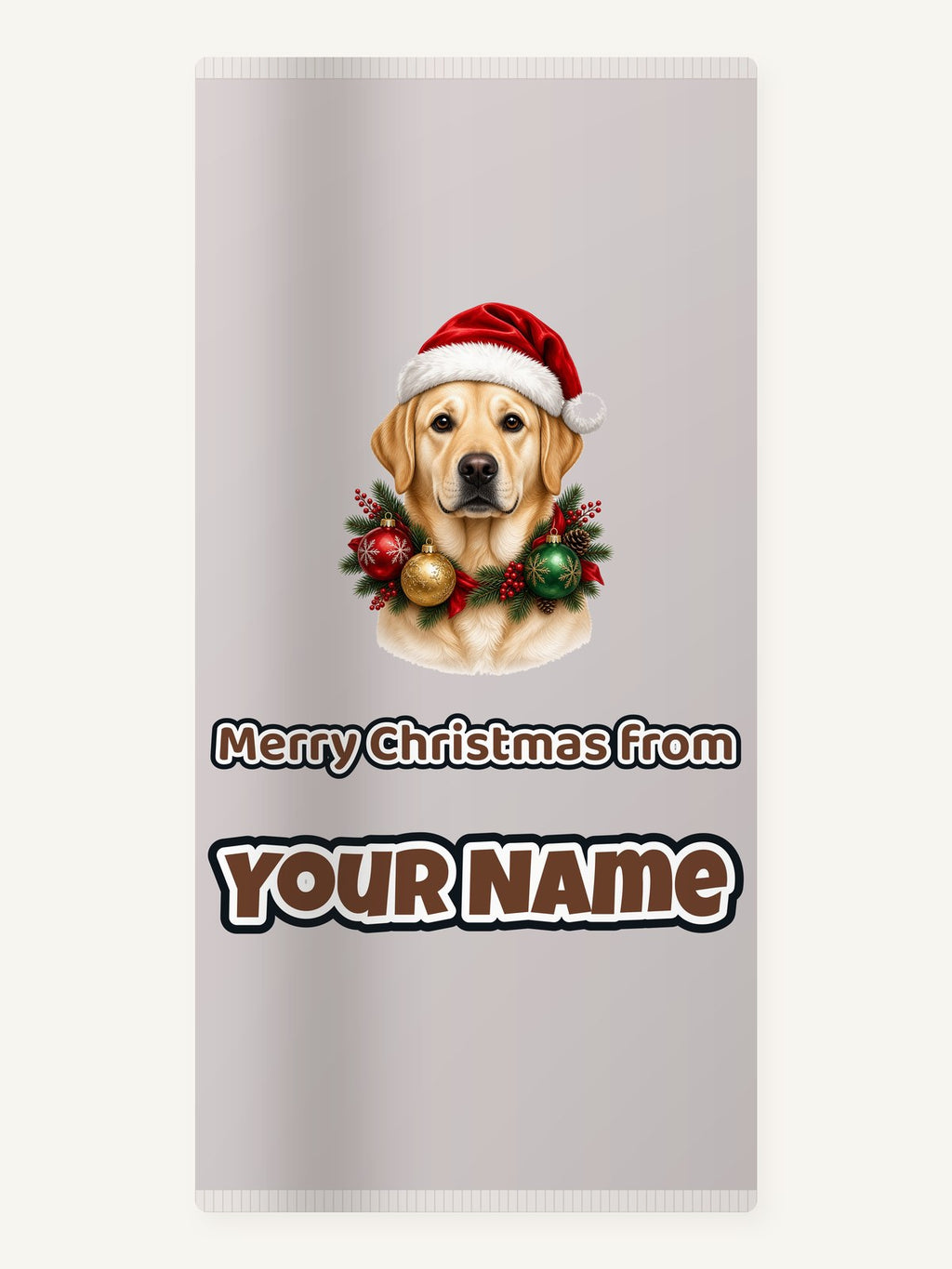 Labrador in a Christmas Wreath Personalised Beach Towel