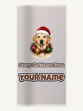 Labrador in a Christmas Wreath Personalised Beach Towel