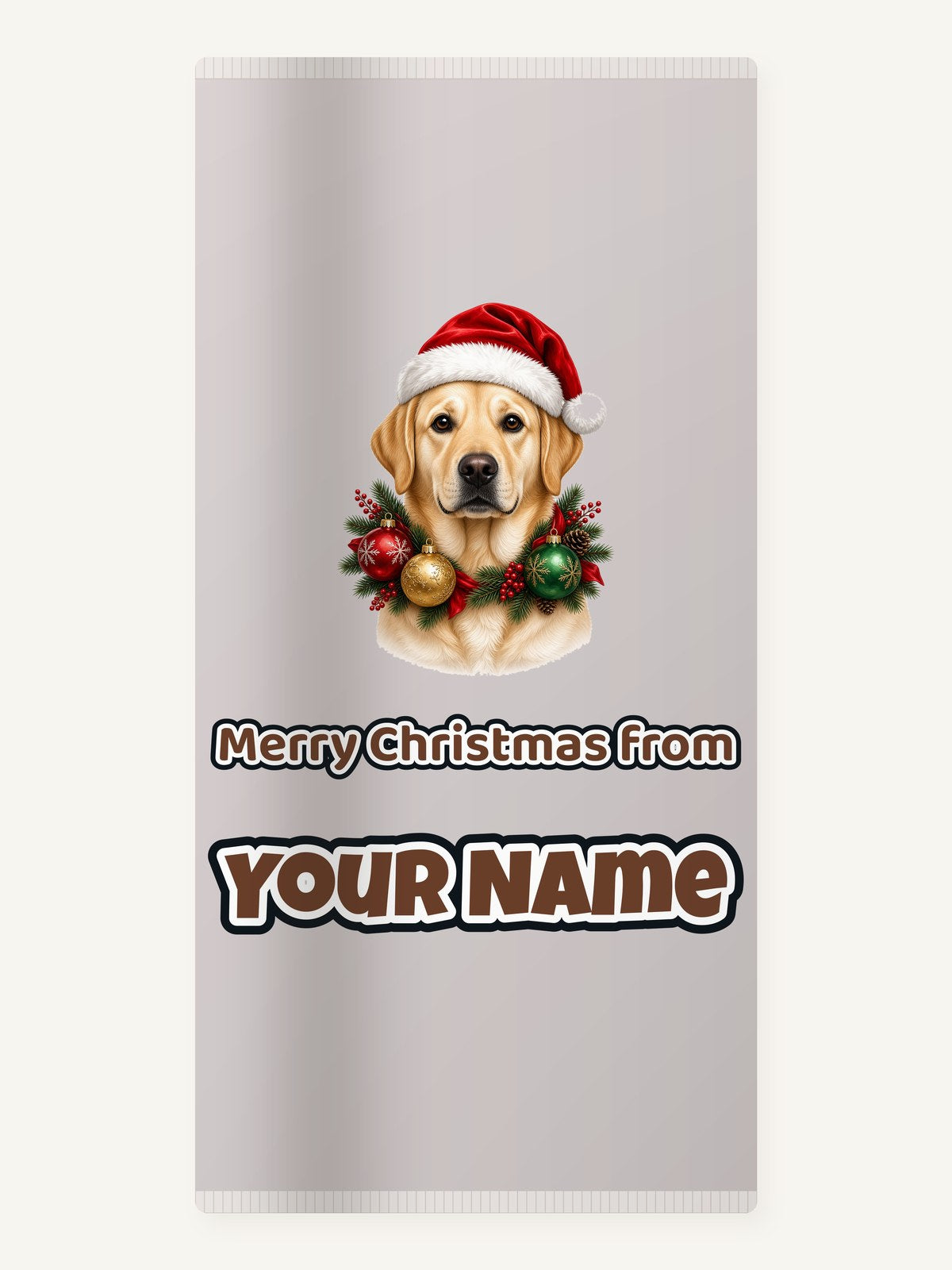 Labrador in a Christmas Wreath Personalised Beach Towel