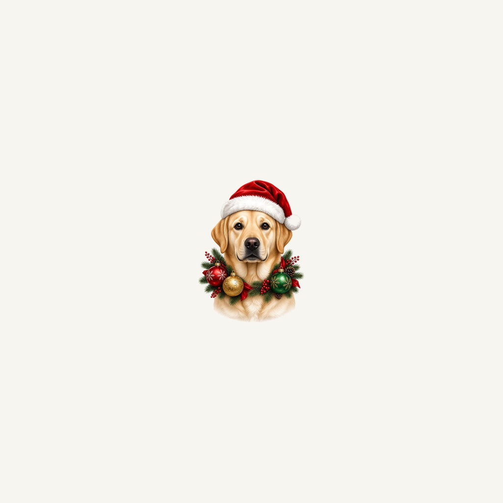 Labrador in a Christmas Wreath Personalised Beach Towel
