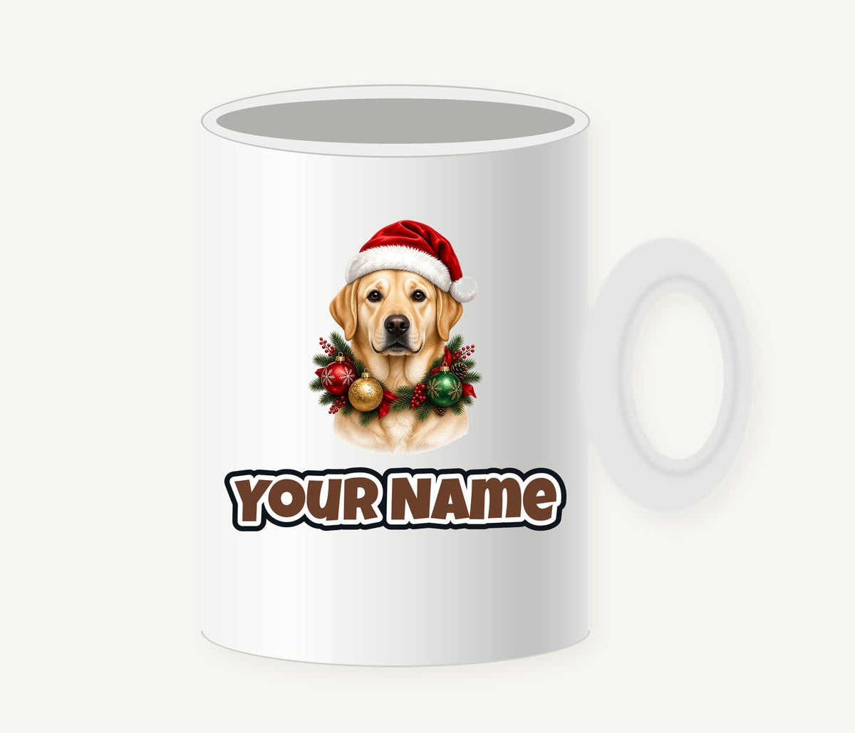 Labrador in a Christmas Wreath Personalised Christmas Mug