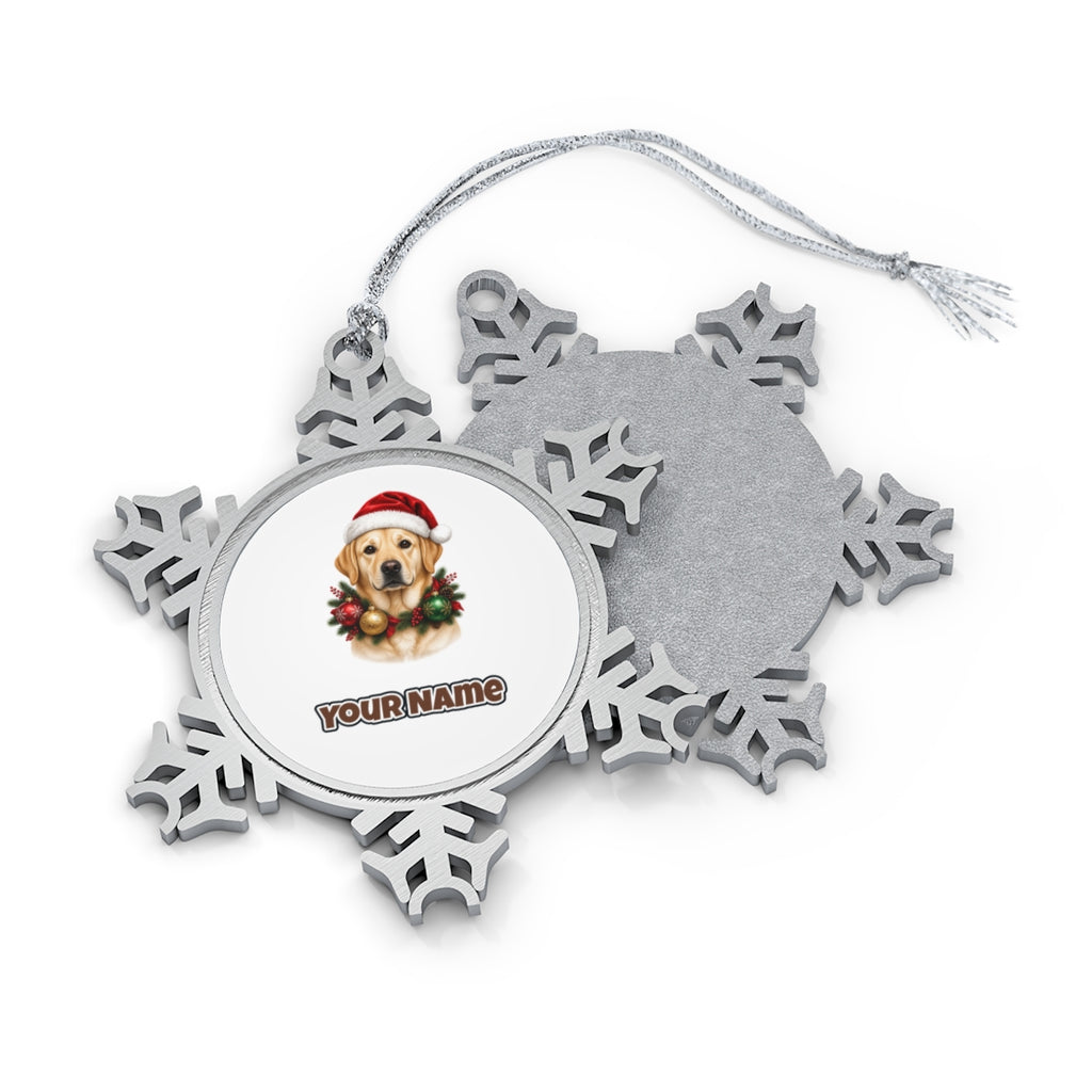 Labrador in a Christmas Wreath Personalised Pewter Christmas Ornament