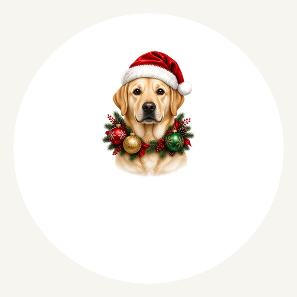 Labrador in a Christmas Wreath Personalised Pewter Christmas Ornament