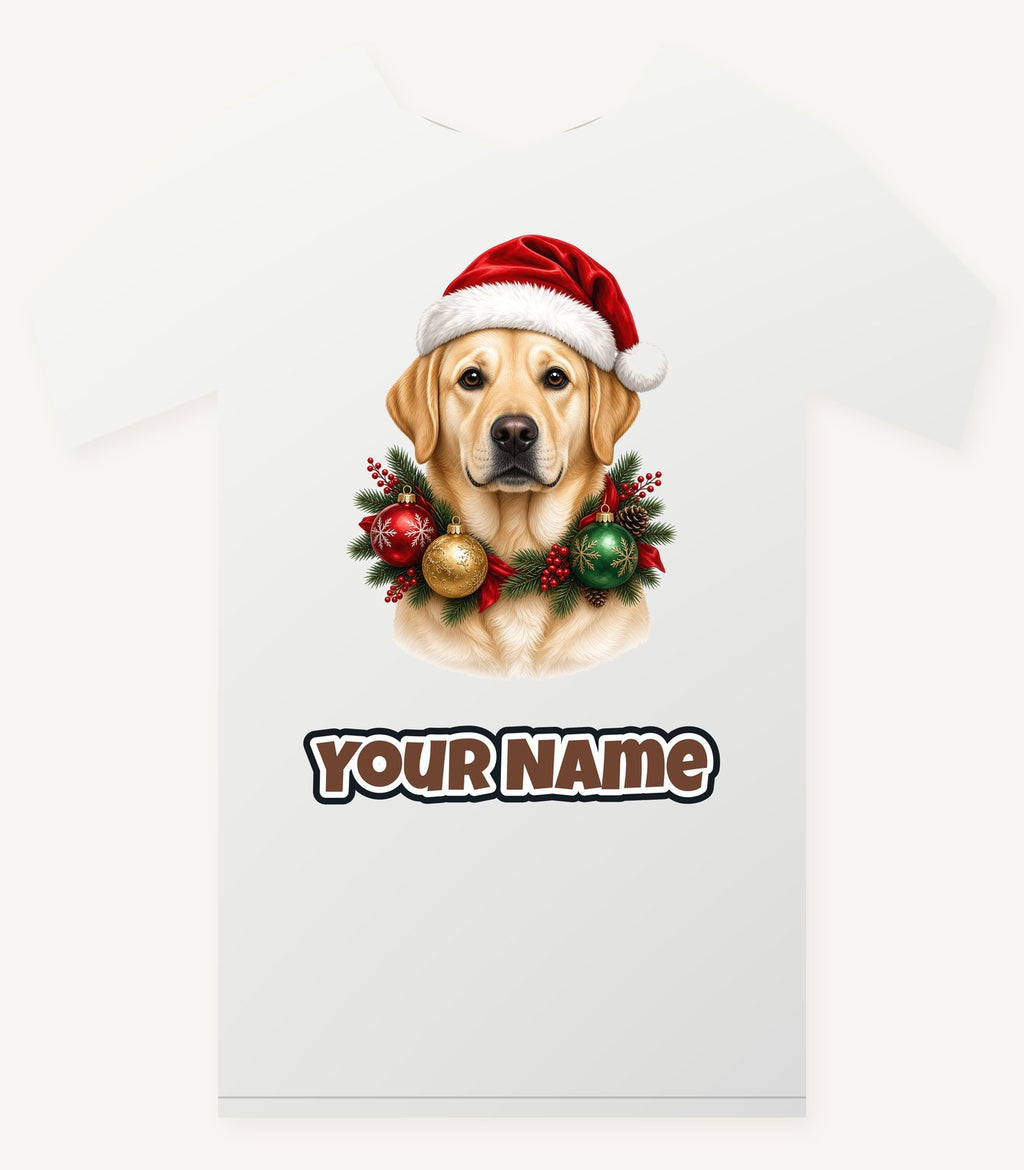 Labrador in a Christmas Wreath Personalised Christmas T-Shirt and Hoodie