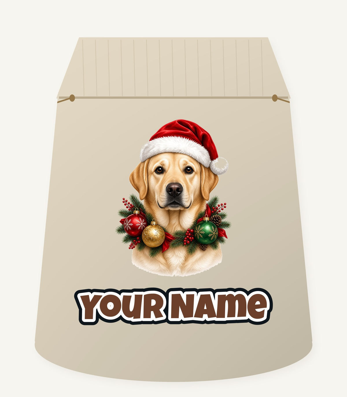 Labrador in a Christmas Wreath Personalised Santa Sack