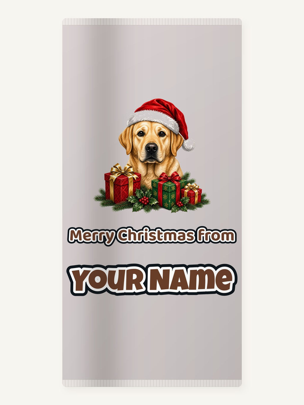 Labrador with Christmas Presents Personalised Beach Towel