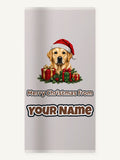 Labrador with Christmas Presents Personalised Beach Towel