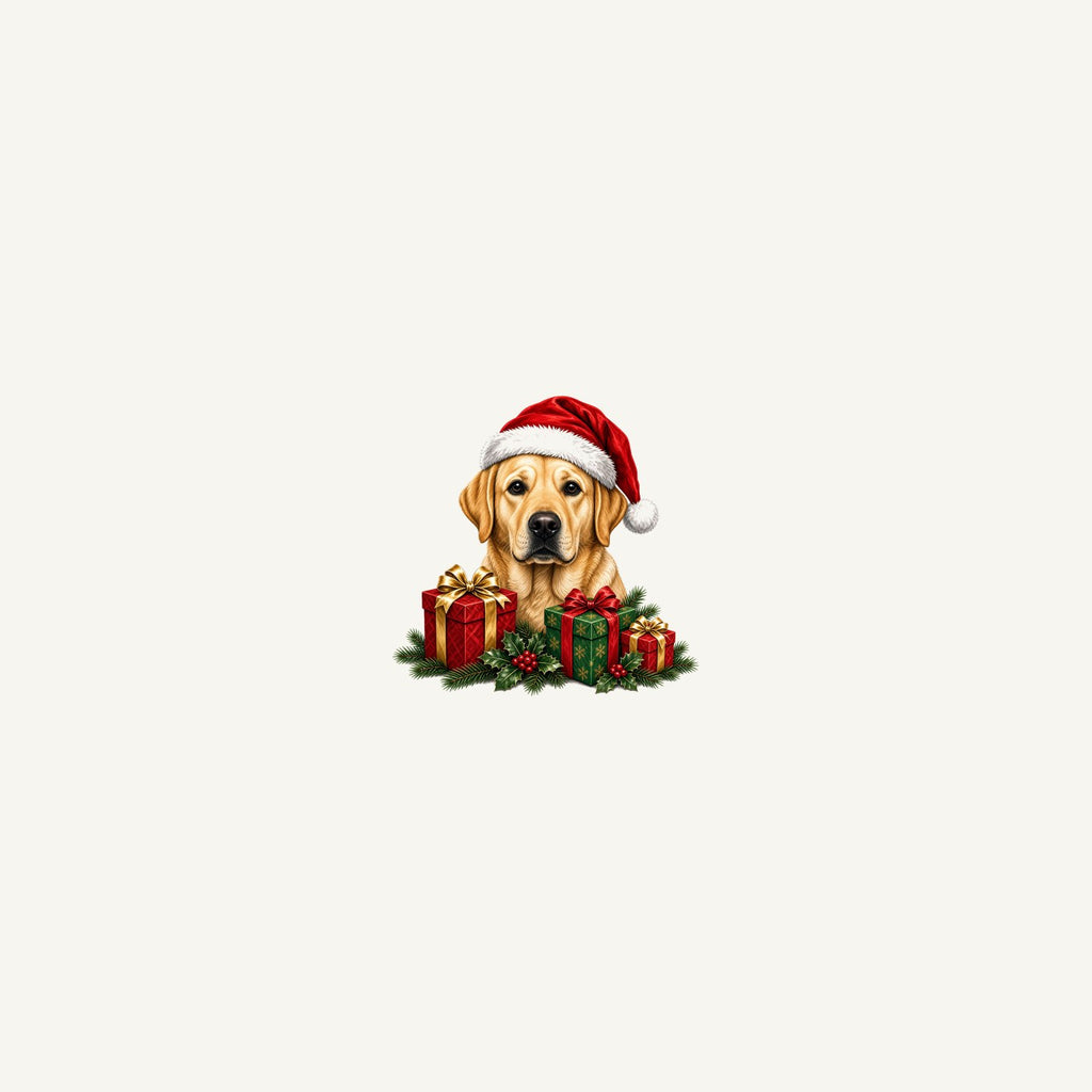 Labrador with Christmas Presents Personalised Beach Towel