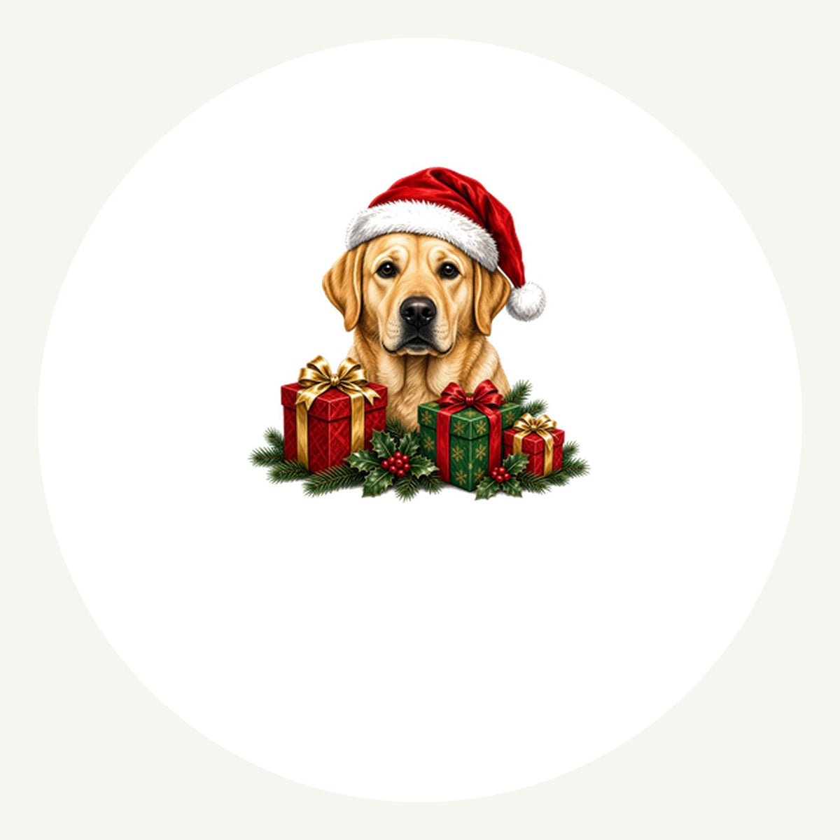 Labrador with Christmas Presents Personalised Pewter Christmas Ornament