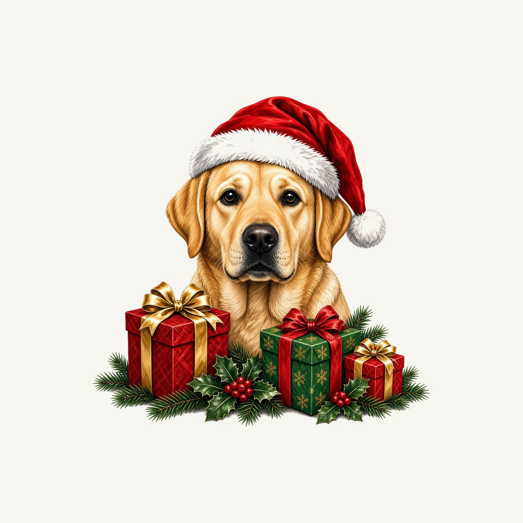 Labrador with Christmas Presents Personalised Christmas T-Shirt and Hoodie